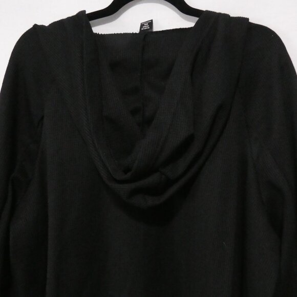 SHEIN - Curve | 2XL | Black Lace-Up Long Sleeve Waffle Knit Hooded Top - Picture 11 of 15